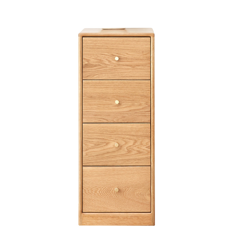 Solid Oak Corner Nightstand for Bedroom with Storage
