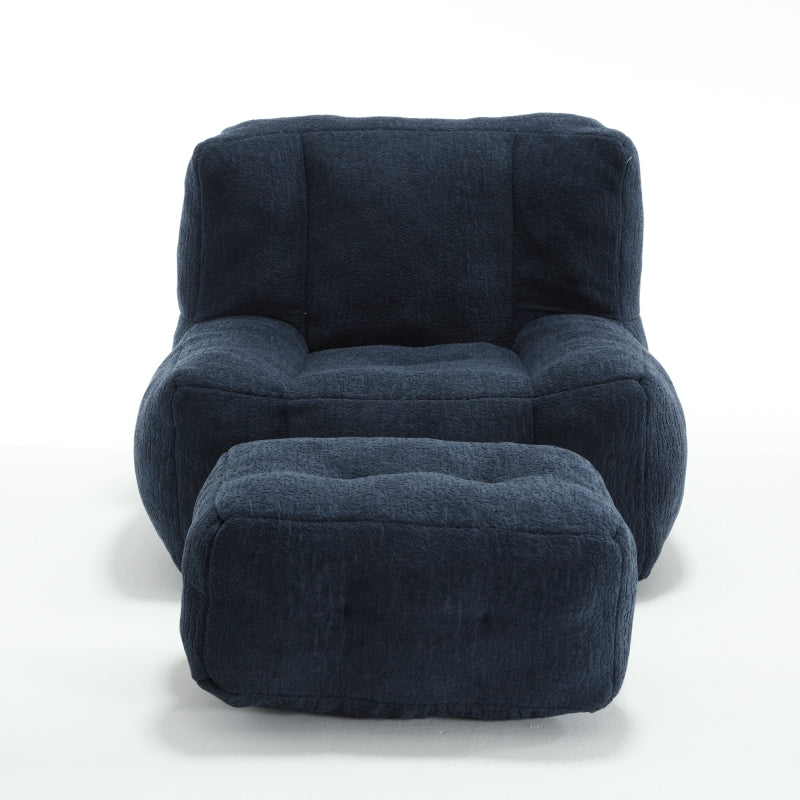 Modern Plush Bean Bag Chair for Living Room with Ottoman