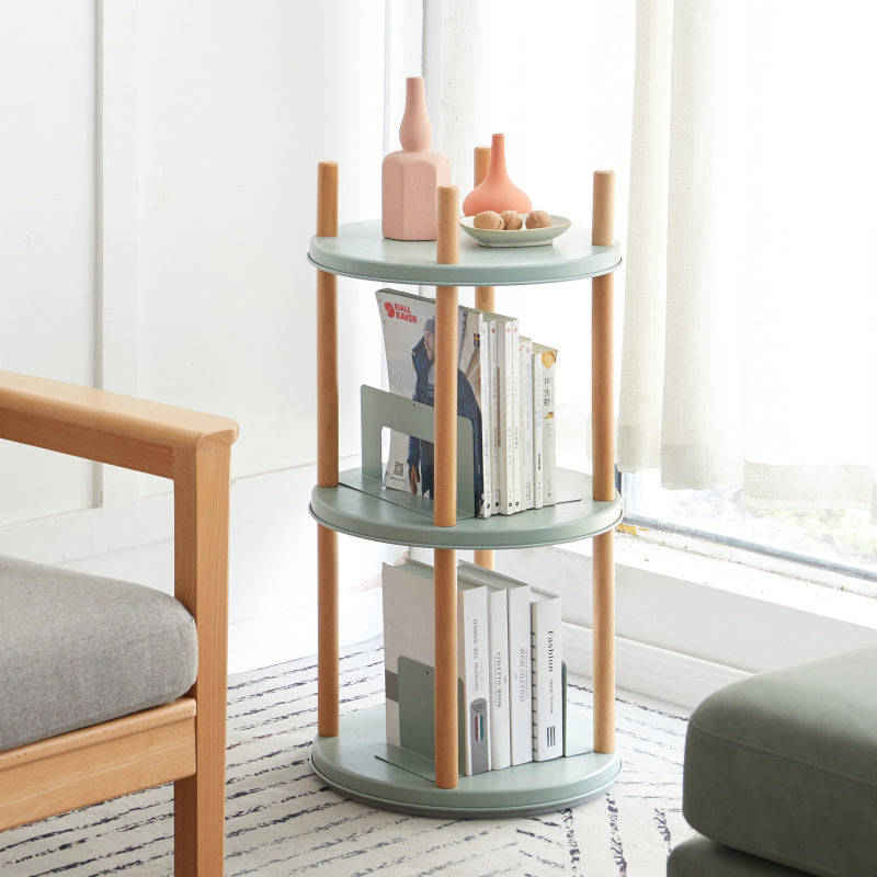 Modern 3-Tier Bookcase for Living Room, 360° Swivel