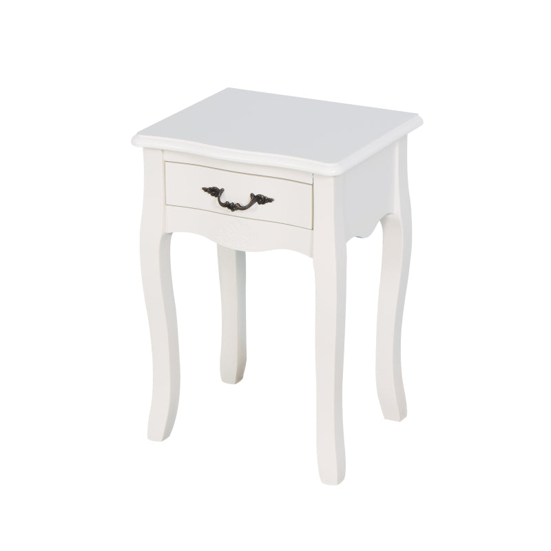 Classic White Living Room Side Table with Drawer