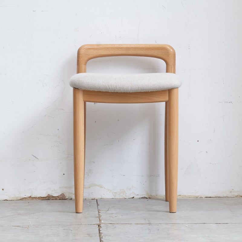 Natural Solid Beech Wood Vanity Stool for Bedroom & Dining
