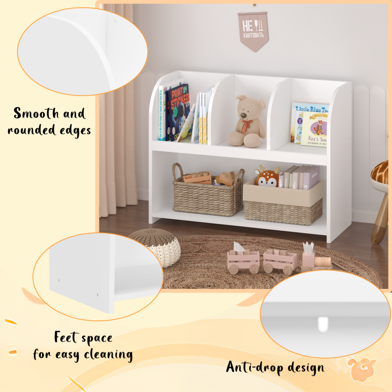 Modern Kids Bookcase for Nursery & Playroom with 4 Cubbies