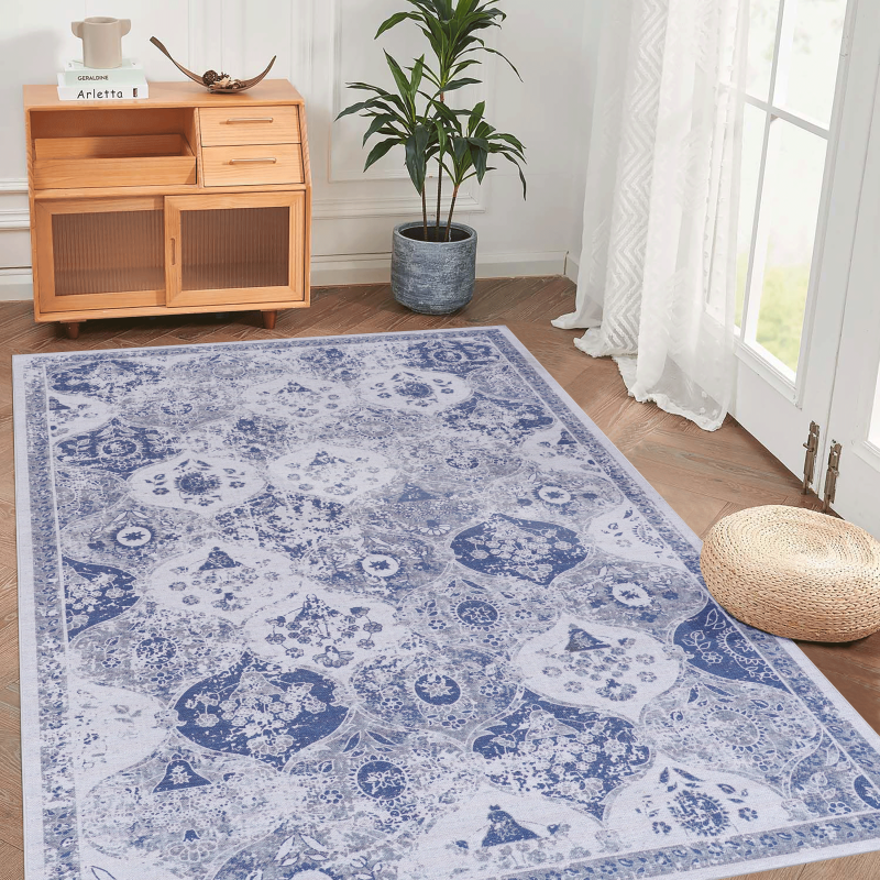 NAAR MAVAL Blue Doormat Rug for Front Door, Washable 2' x 3'