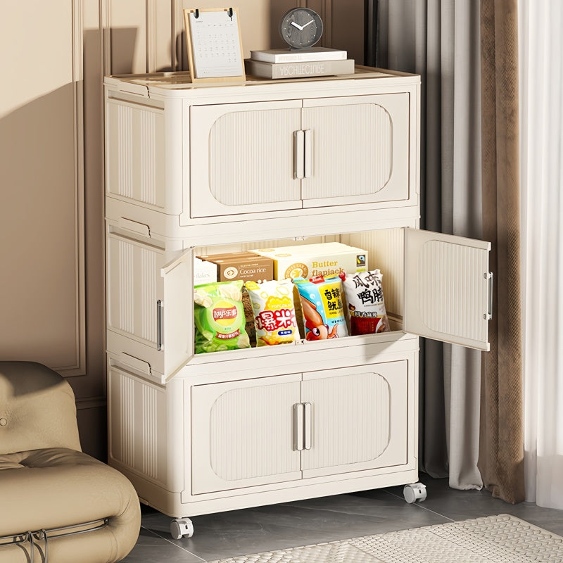 Modern Cream Folding Storage Cabinet for Entryway