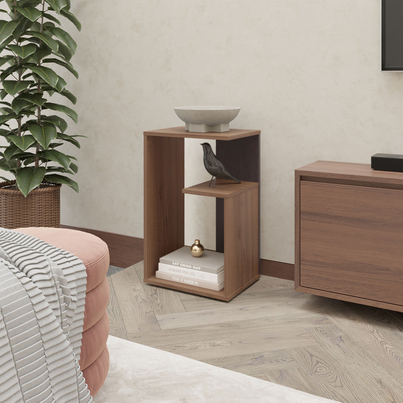 FM FURNITURE Vega Modern Side Table, Living Room Open Shelf