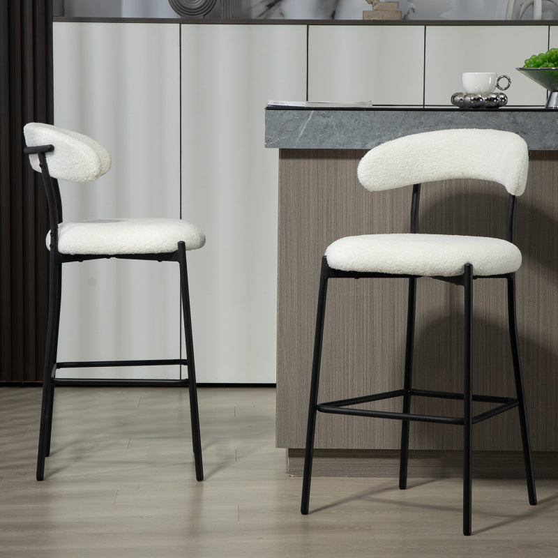 Cozy Teddy Fabric Counter Stool, Kitchen Island, Black Base