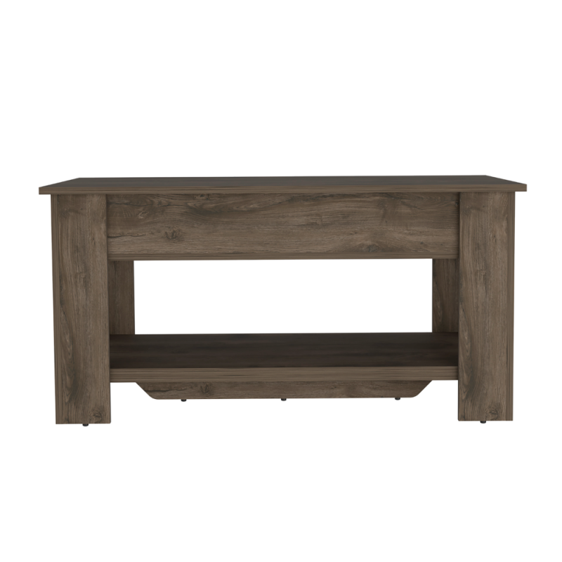 Austin Dark Brown Side Table for Living Room, Pull-Out Tray