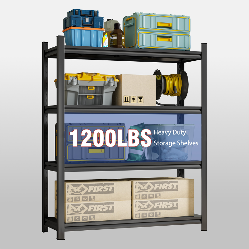 Industrial 4-Tier Metal Rack for Home & Garage, Adjustable