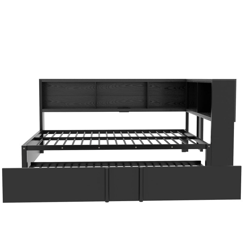 Modern Metal Daybed w/ Trundle, Guest Room Storage & USB
