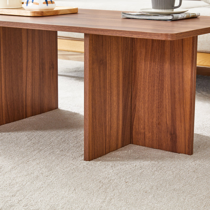 Modern Walnut Coffee Table, Living Room, Triangular Base