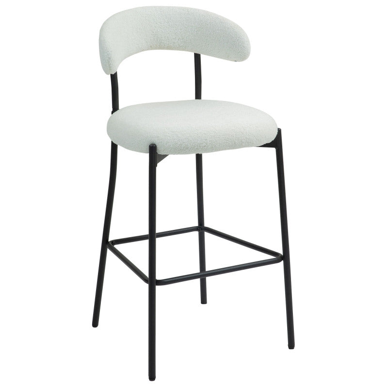 Cozy Teddy Fabric Counter Stool, Kitchen Island, Black Base