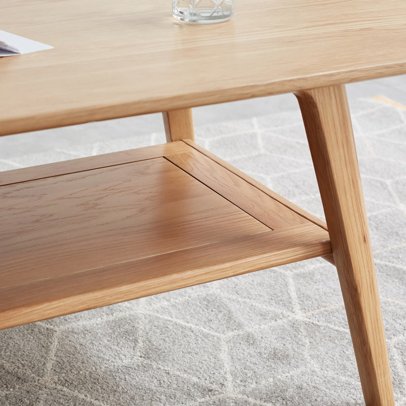 Minimalist Coffee Table for Living Room, Solid Wood Shelf