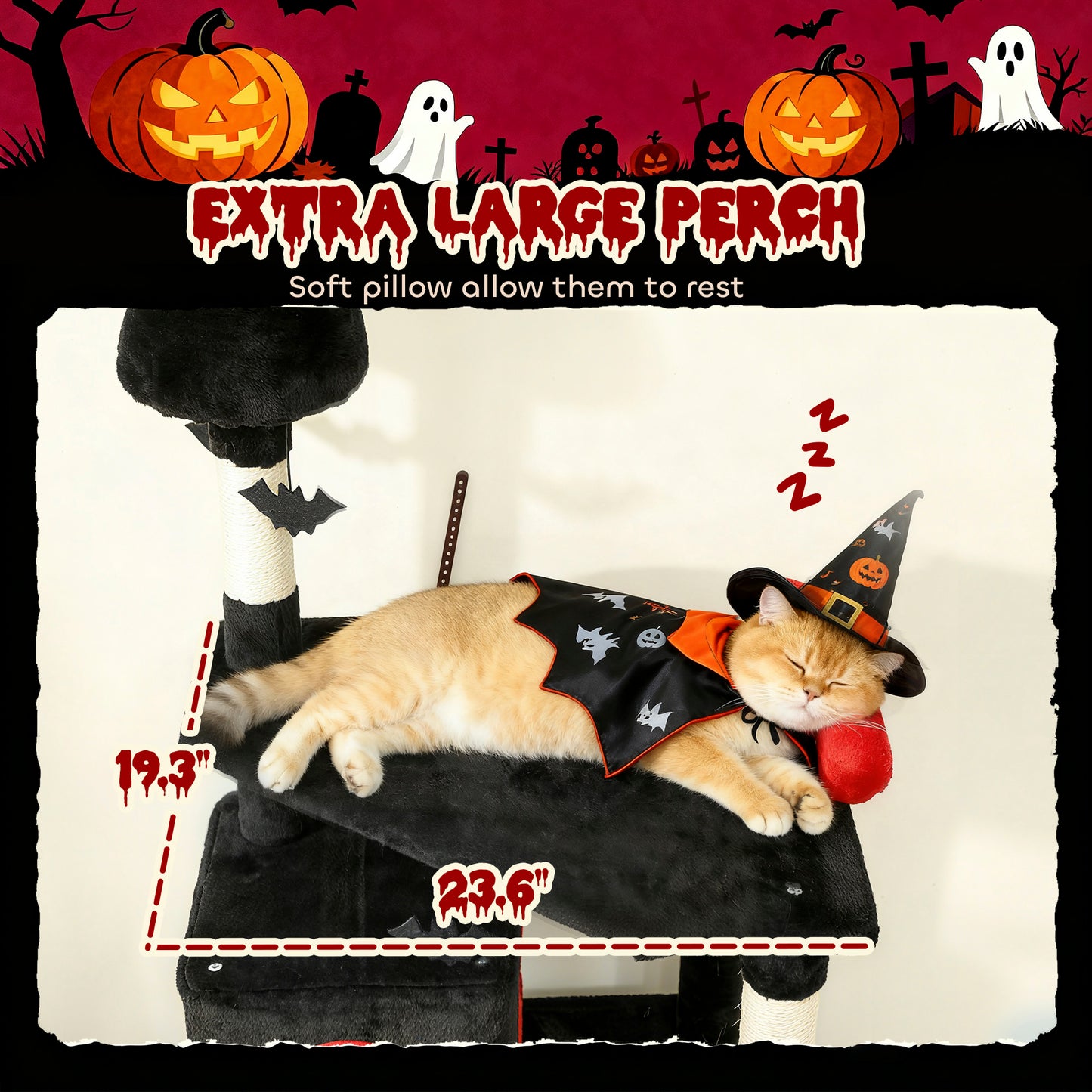 PawHut 78in Gothic Cat Tower, Home, Coffin Bed & Sisal Posts