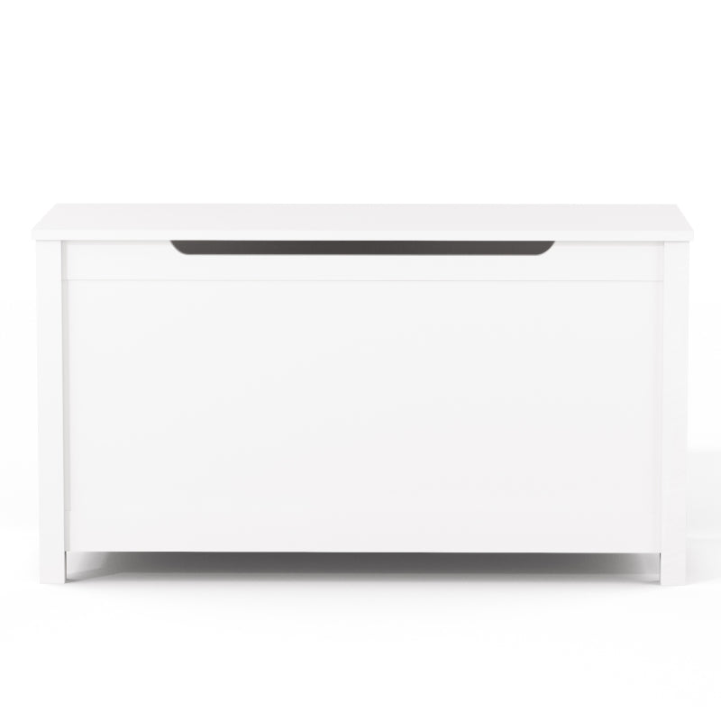 White Kids' Toy Box for Playroom with Safety Hinged Lid