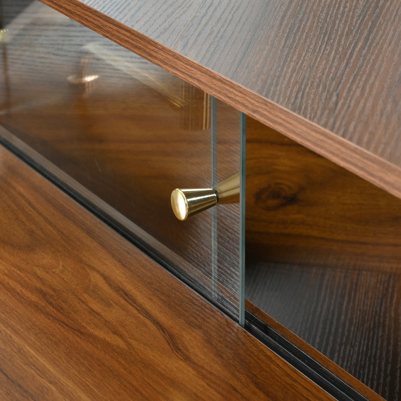 Modern Walnut Corner Vanity Set for Small Spaces, LED Mirror