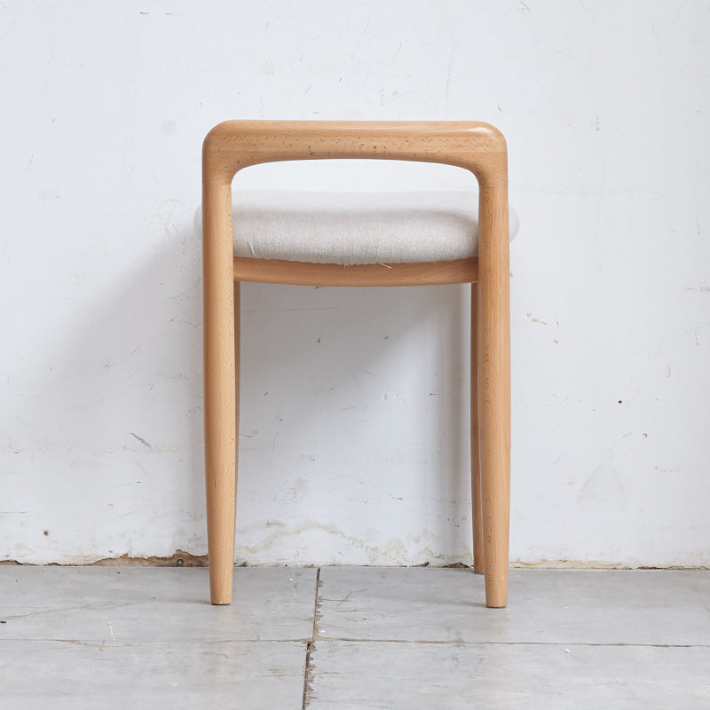 Natural Solid Beech Wood Vanity Stool for Bedroom & Dining