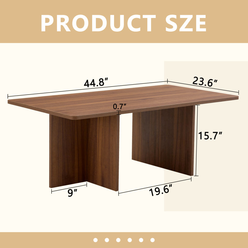 Modern Walnut Coffee Table, Living Room, Triangular Base