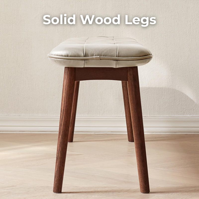 Scandi Dining Bench with Natural Oak & Leather Cushion