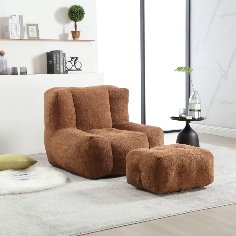 Modern Plush Bean Bag Chair for Living Room with Ottoman