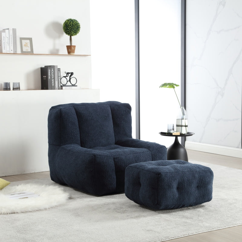 Modern Plush Bean Bag Chair for Living Room with Ottoman