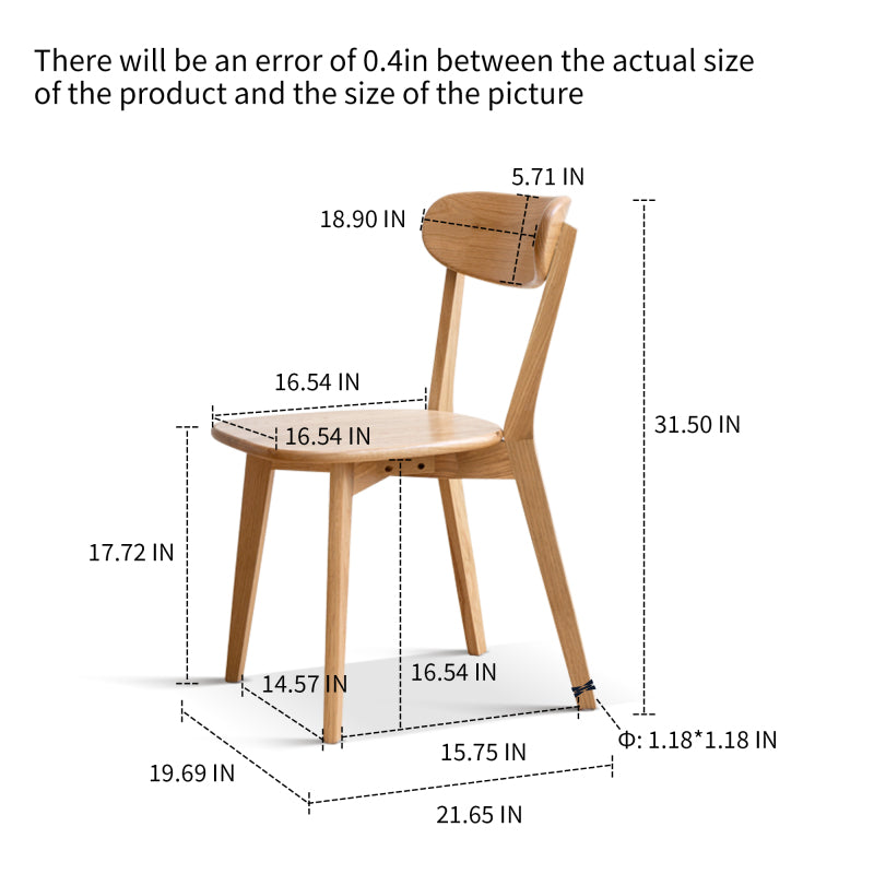 Natural Solid FAS Oak Dining Chairs for Dining Room Set of 2