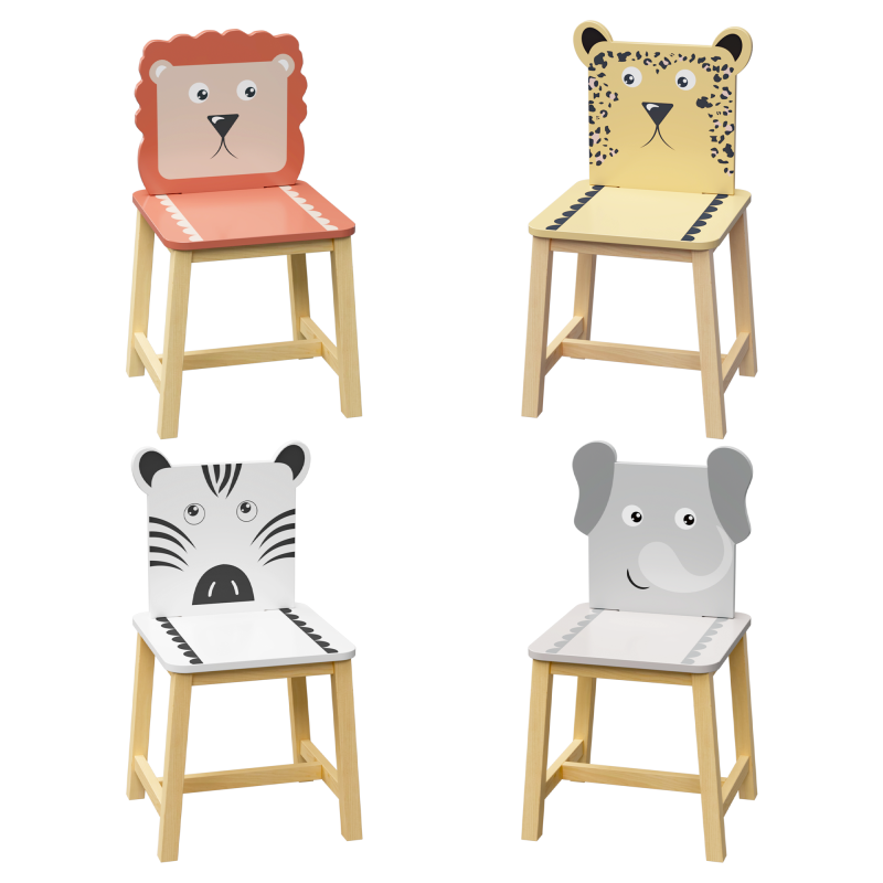 Playful Playroom Kids Table & 4 Animal Chairs, Spacious Top