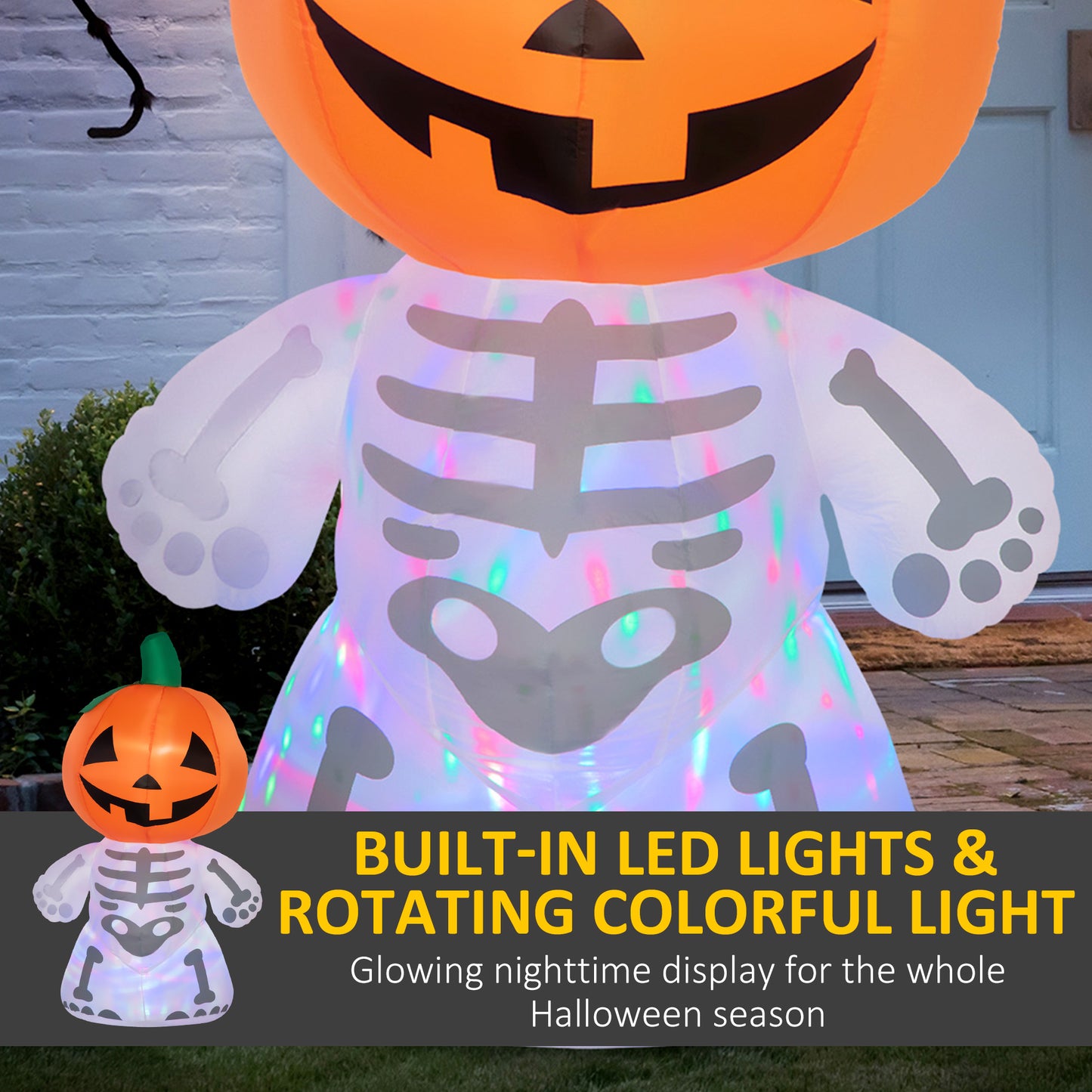 HOMCOM Halloween Inflatable Yard Decor 6ft LED Ghost Pumpkin