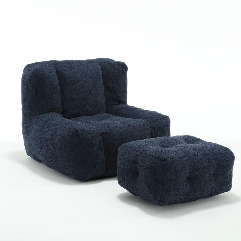Modern Plush Bean Bag Chair for Living Room with Ottoman