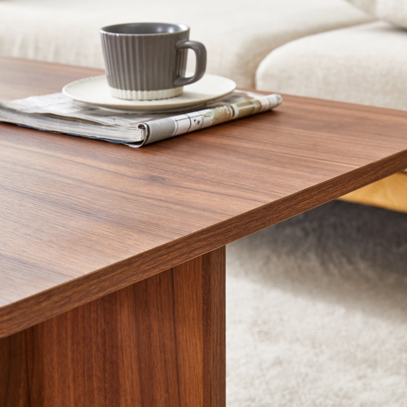 Modern Walnut Coffee Table, Living Room, Triangular Base