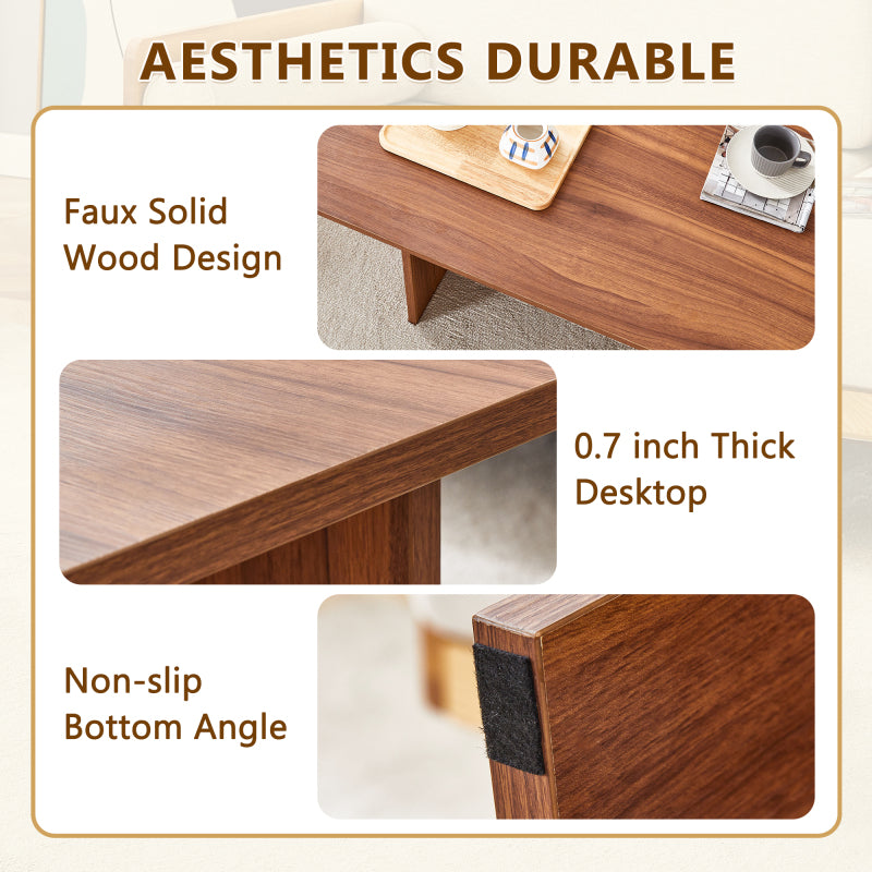 Modern Walnut Coffee Table, Living Room, Triangular Base