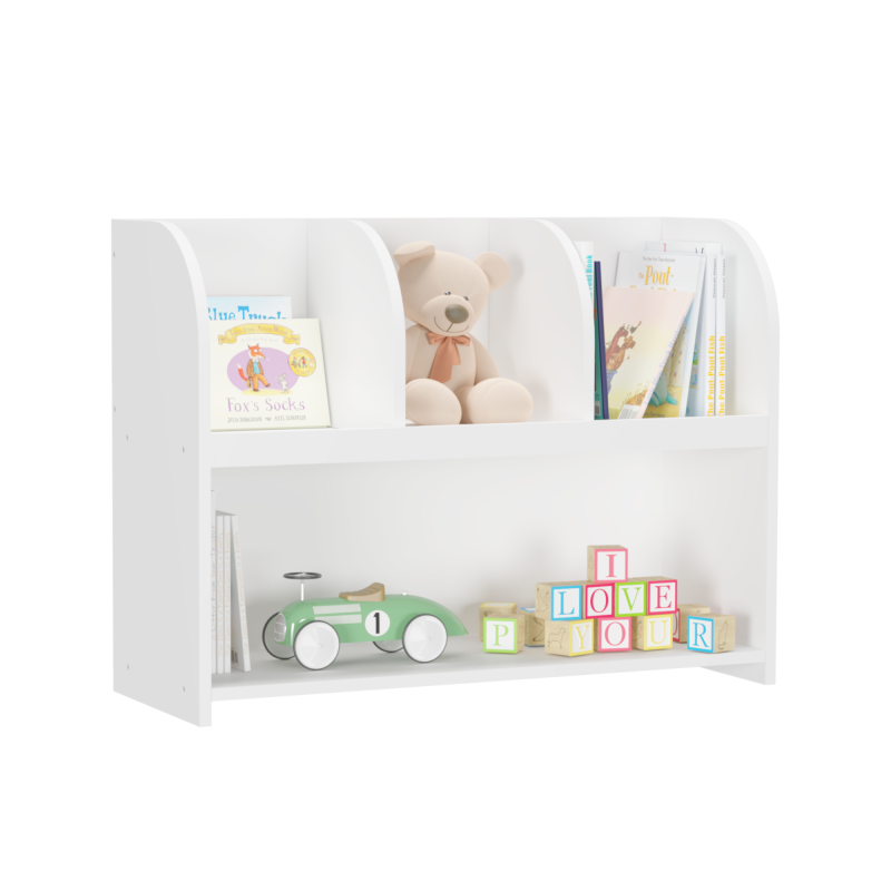 Modern Kids Bookcase for Nursery & Playroom with 4 Cubbies