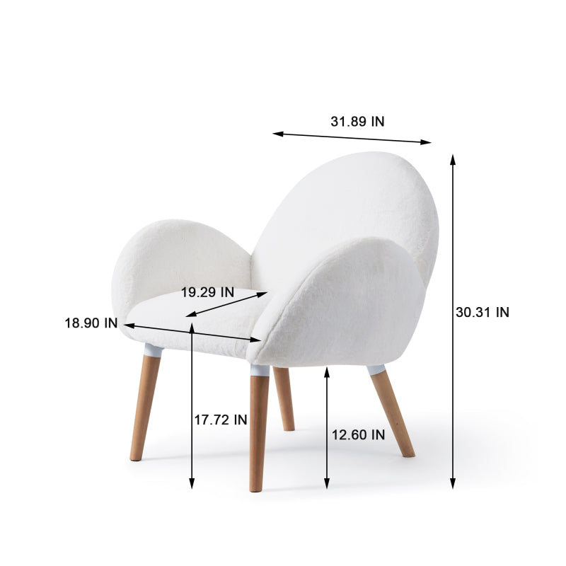 Scandi Accent Chair for Living Room, Solid Beech & Sherpa