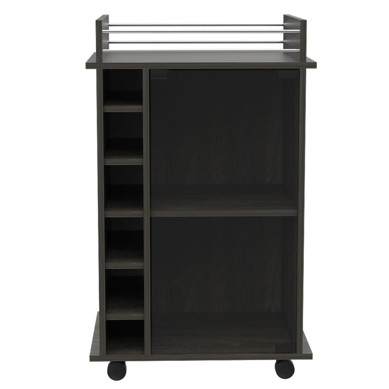 Dukat Espresso Bar Cart for Home, 6-Bottle Rack, Rolling