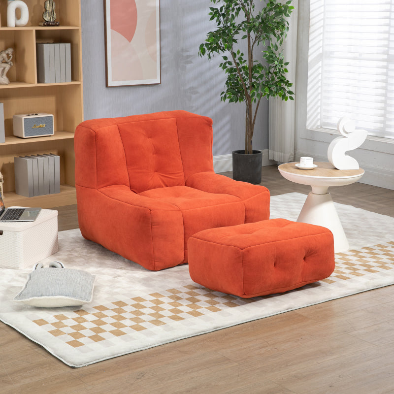 Modern Plush Bean Bag Chair for Living Room with Ottoman