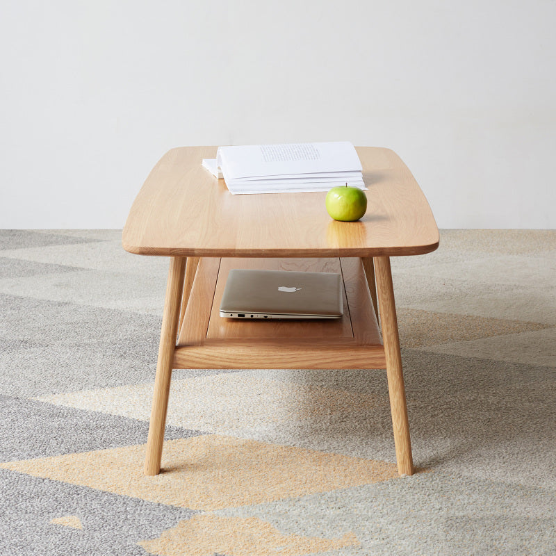 Minimalist Coffee Table for Living Room, Solid Wood Shelf