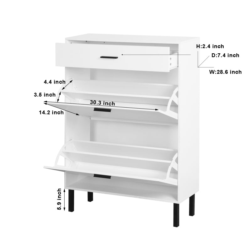 Modern Shoe Cabinet for Entryway with 2 Flip Drawers