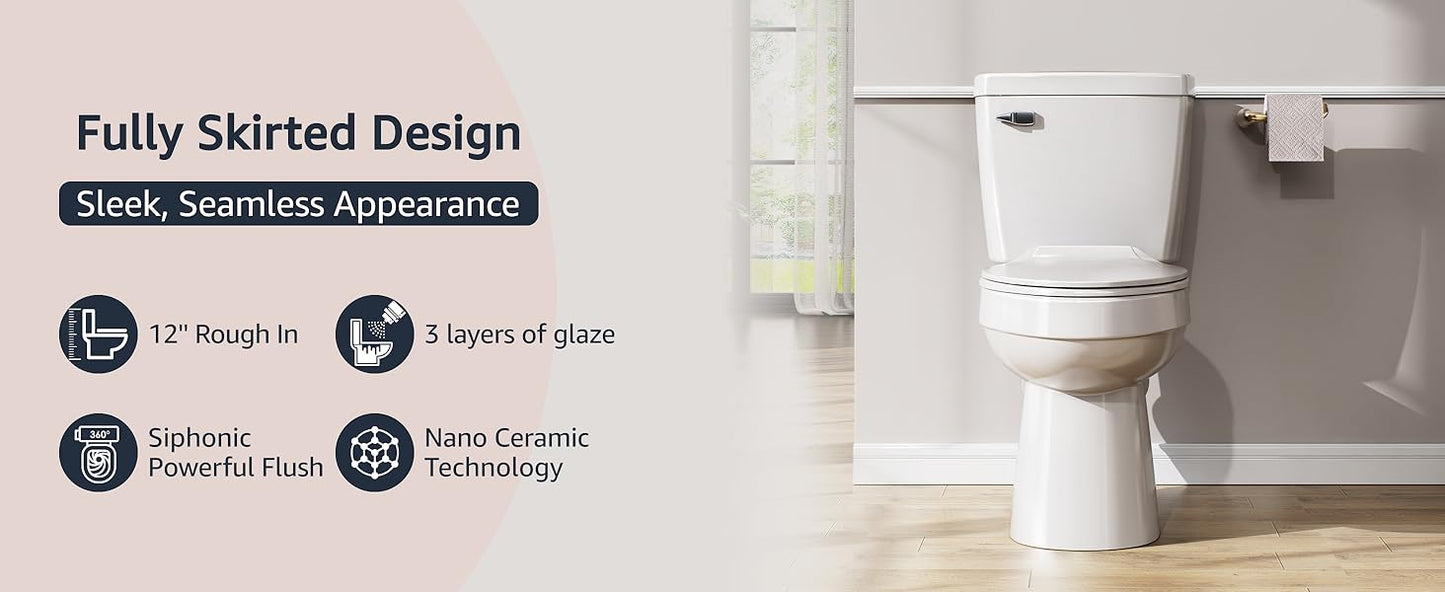 ELLAI Modern ADA Chair-Height Toilet for Bath, 1.28 GPF