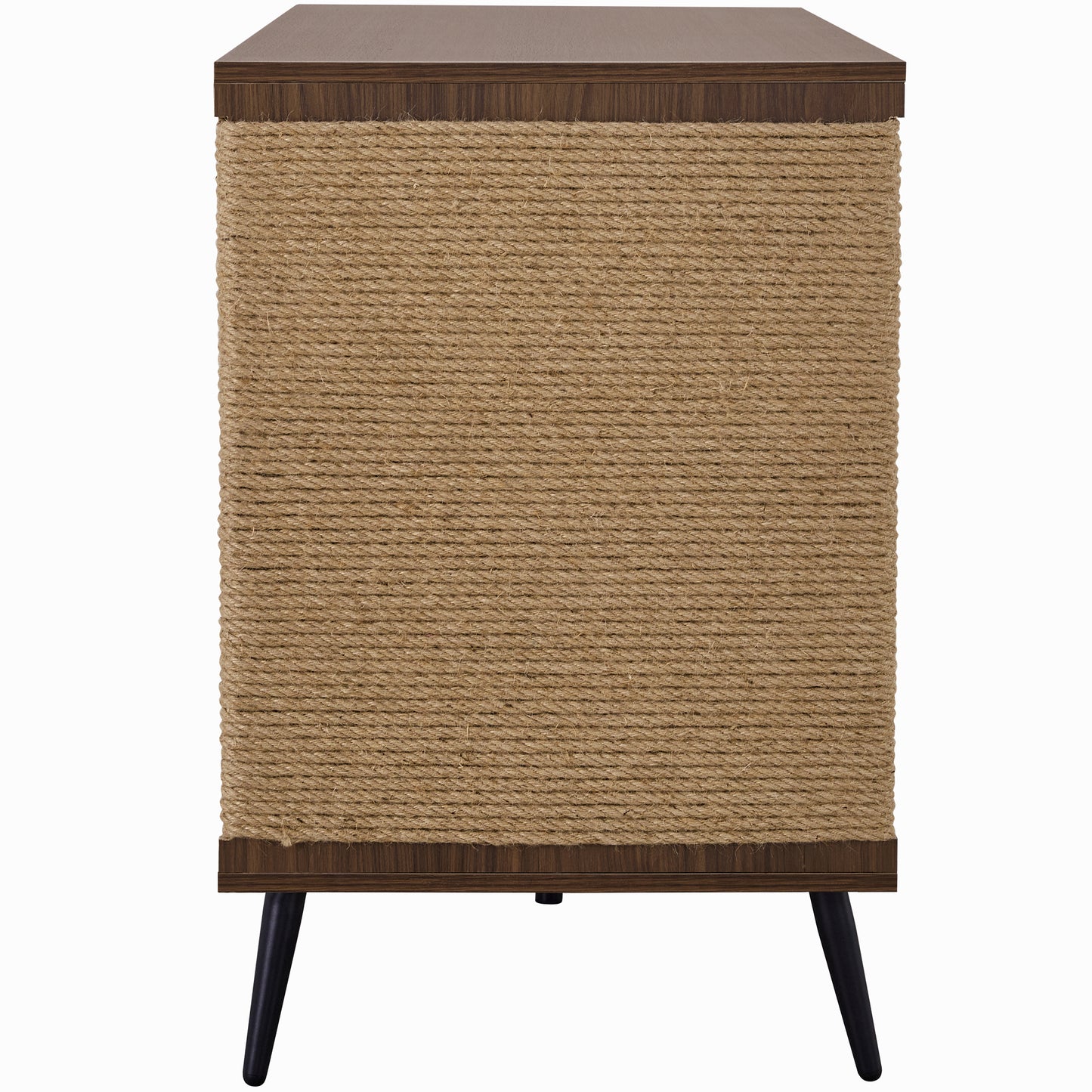 Modern Walnut End Table for Living Room, Hidden Litter Box