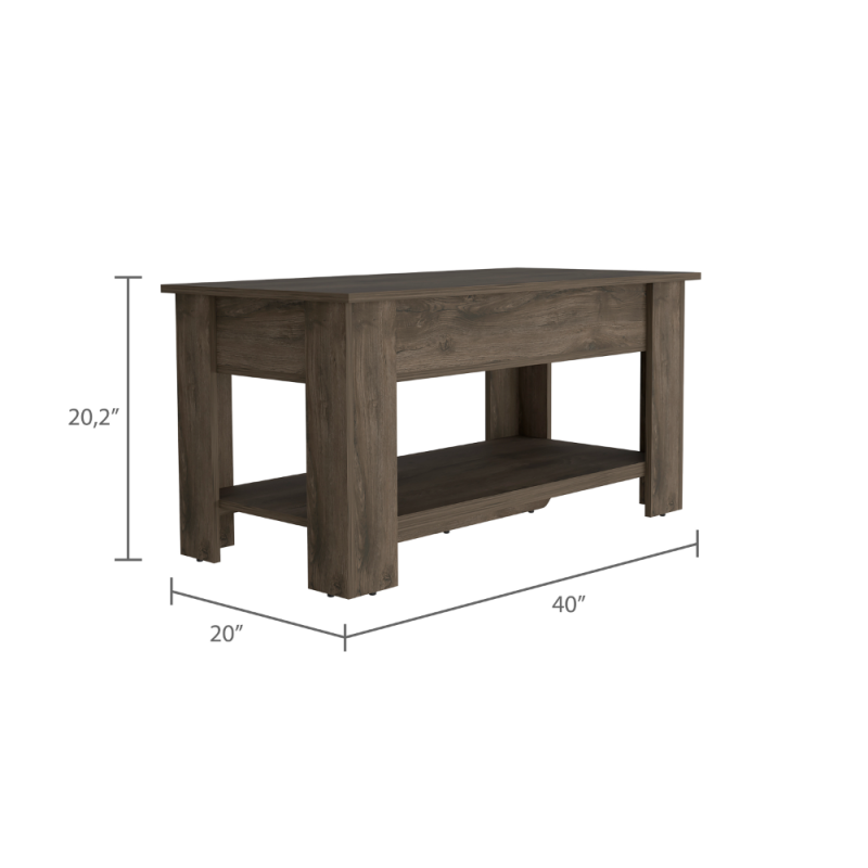 Austin Dark Brown Side Table for Living Room, Pull-Out Tray