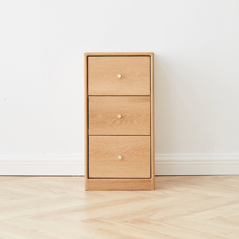 Solid Oak Corner Nightstand for Bedroom with Storage