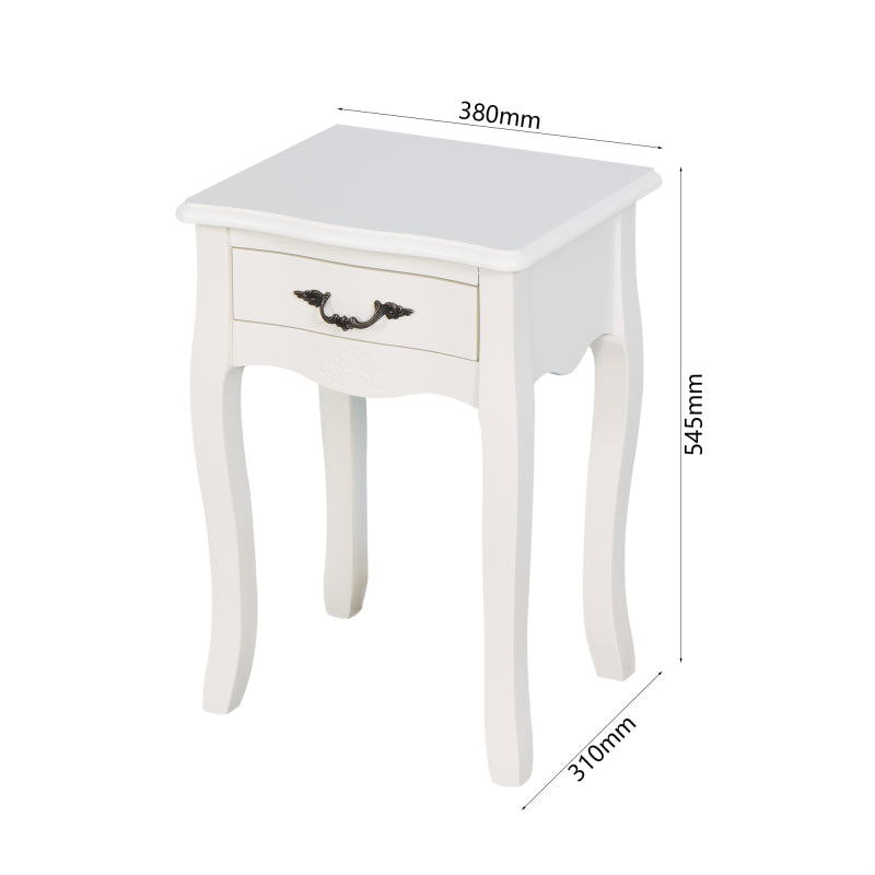 Classic White Living Room Side Table with Drawer