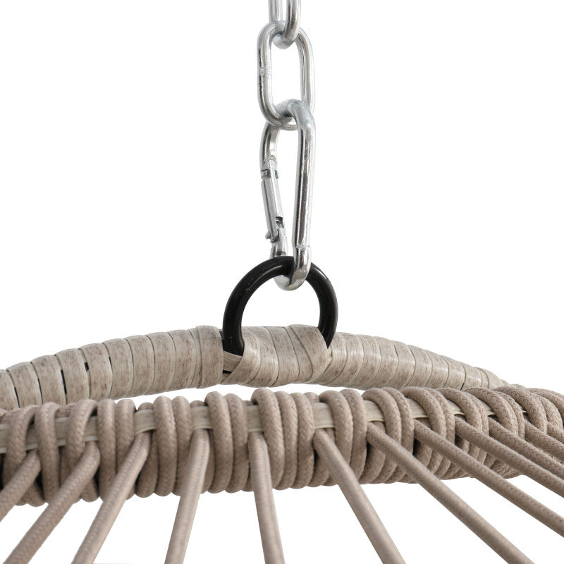 Boho Egg Swing Chair for Patio, All-Weather White PE Rattan