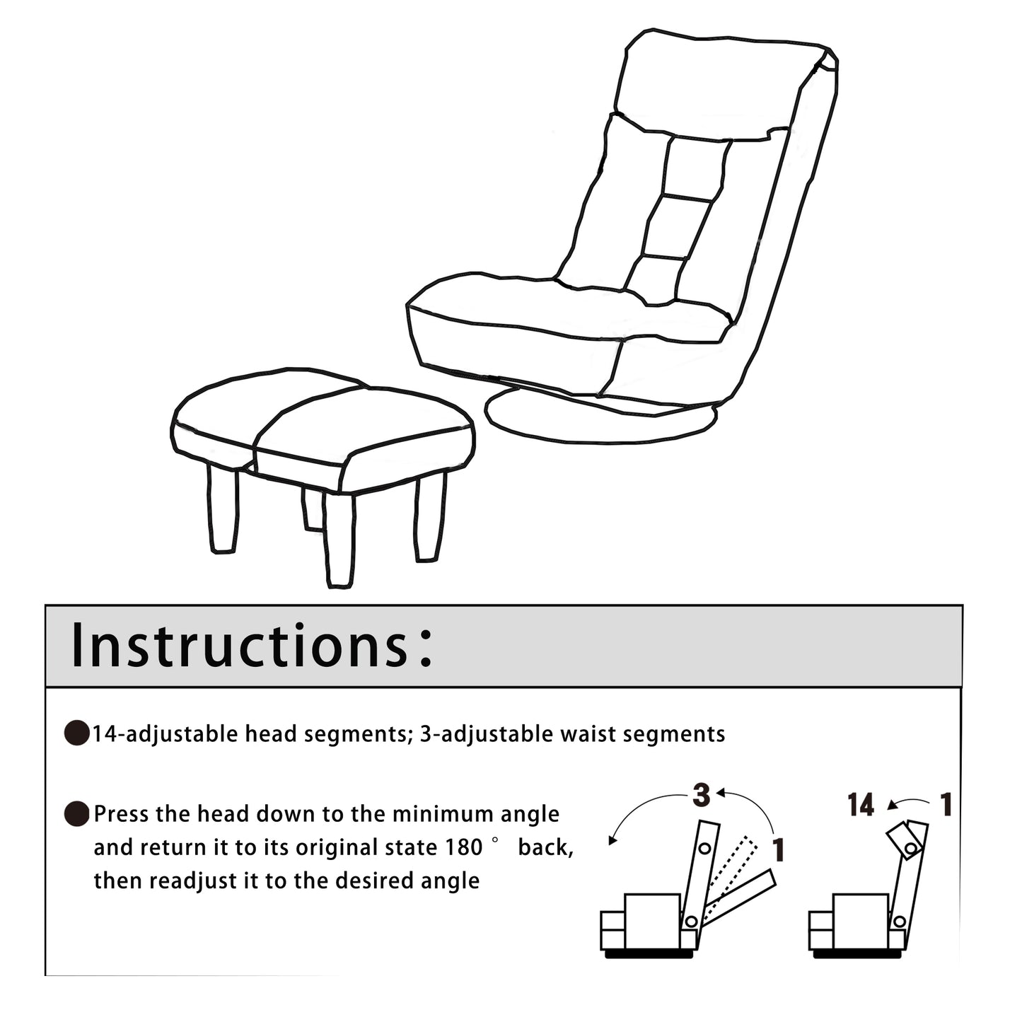 Japanese-Style Floor Chair for Balcony - Adjustable Recline
