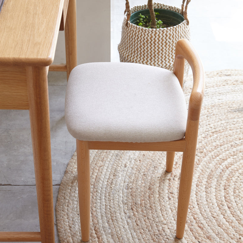 Natural Solid Beech Wood Vanity Stool for Bedroom & Dining