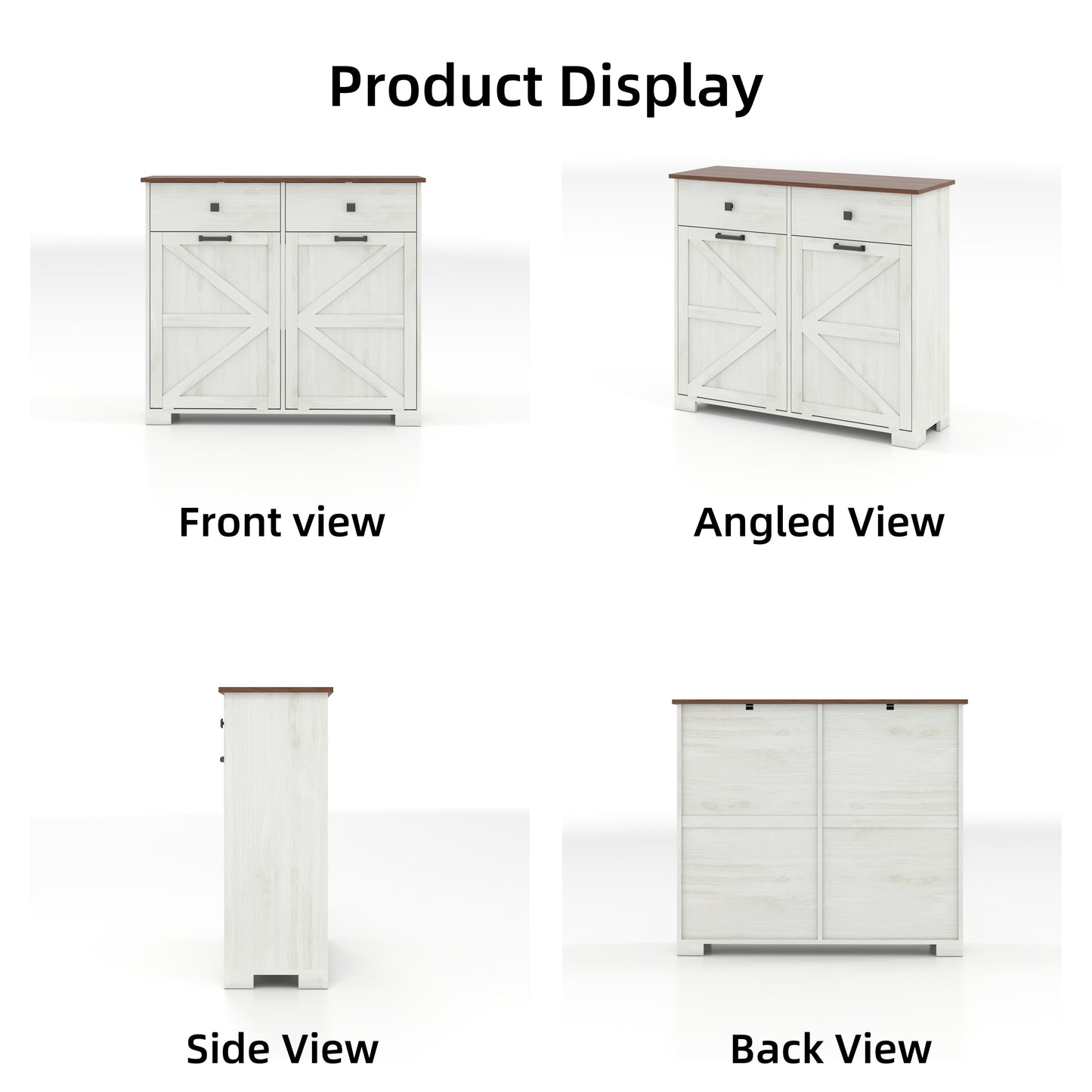 Farmhouse Barn-Door Double Tilt-Out Kitchen Trash Cabinet