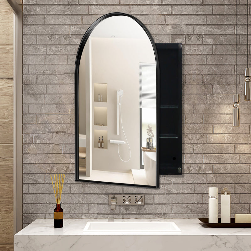 Black Metal Bathroom Medicine Cabinet, Adjustable Shelves