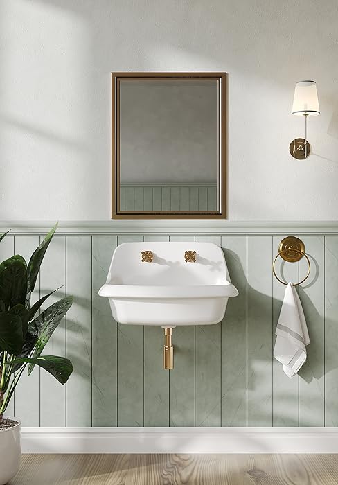 ELLAI Farmhouse Wall-Mount Laundry Sink, 36-Inch High-Back
