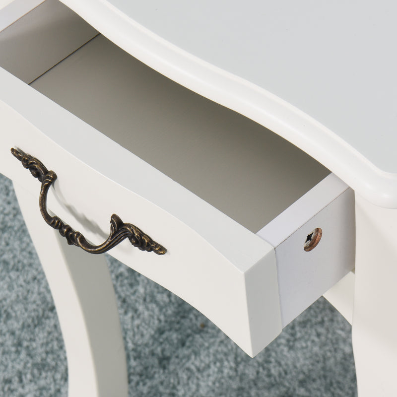 Classic White Living Room Side Table with Drawer