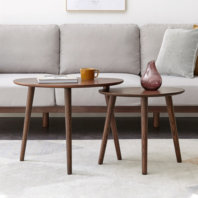 Modern Pebble-Shaped Coffee Table for Living Room, Solid Oak