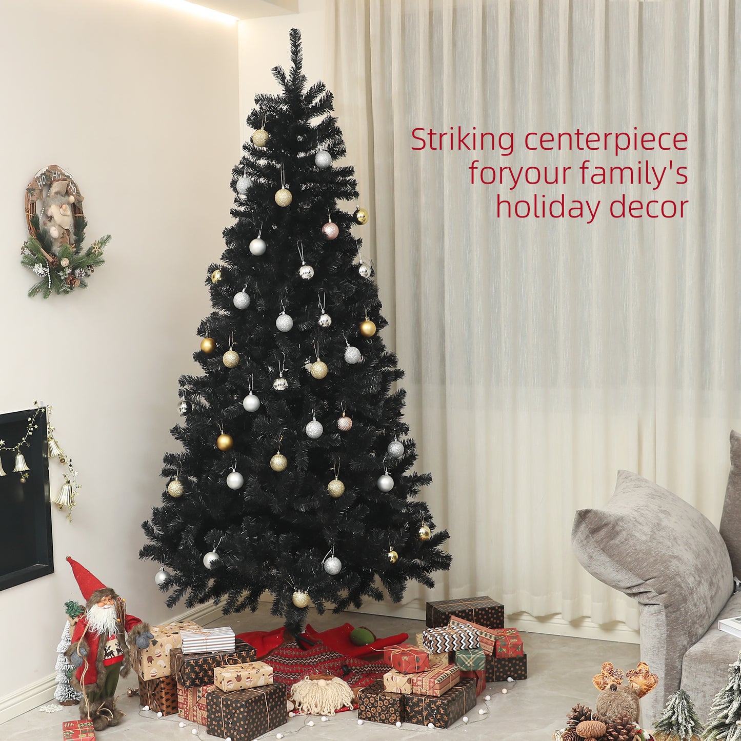 HOMCOM Black 9ft Christmas Tree for Holiday Decor, Auto-Open